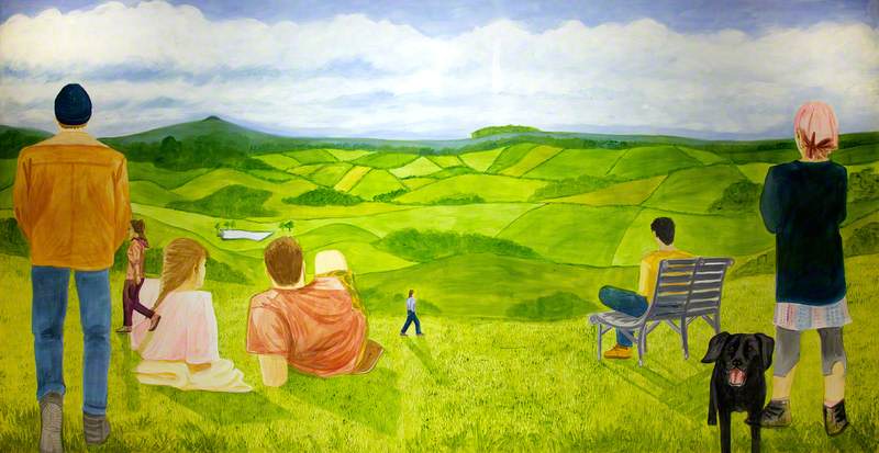 unknown artist; Group with Dog Looking at a Beautiful View